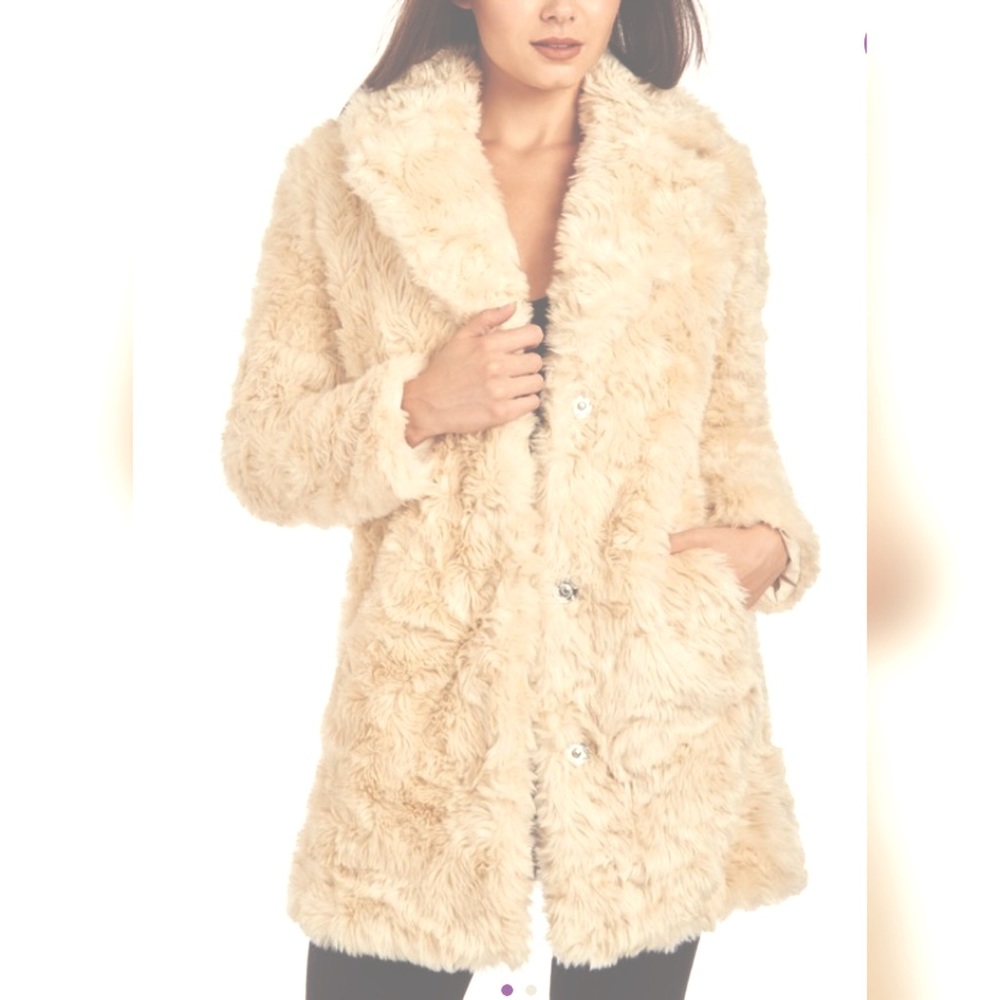 Kendall & Kylie Shag Faux Fur Reversible Cozy Car Coat